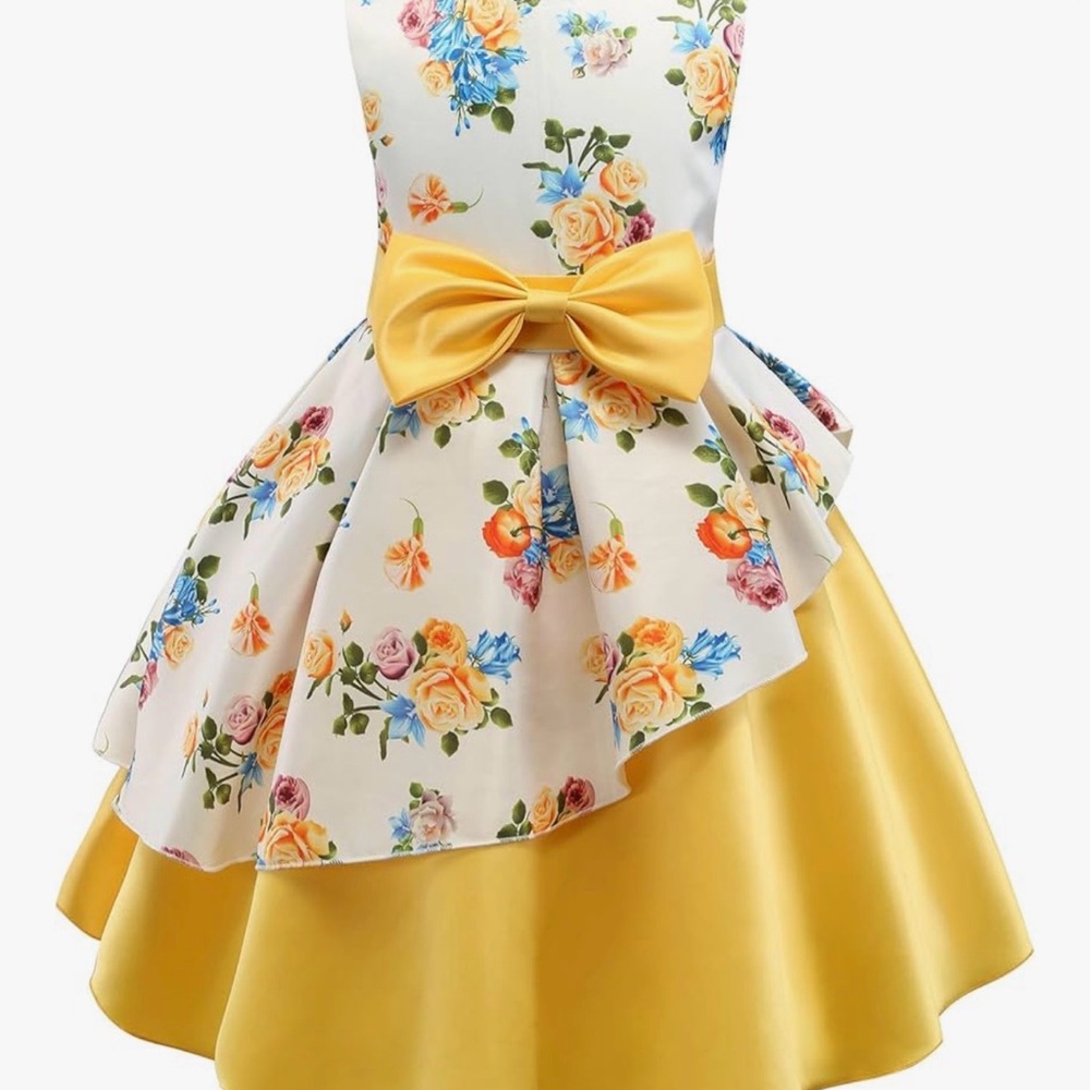 Floral Dress with Yellow Bow